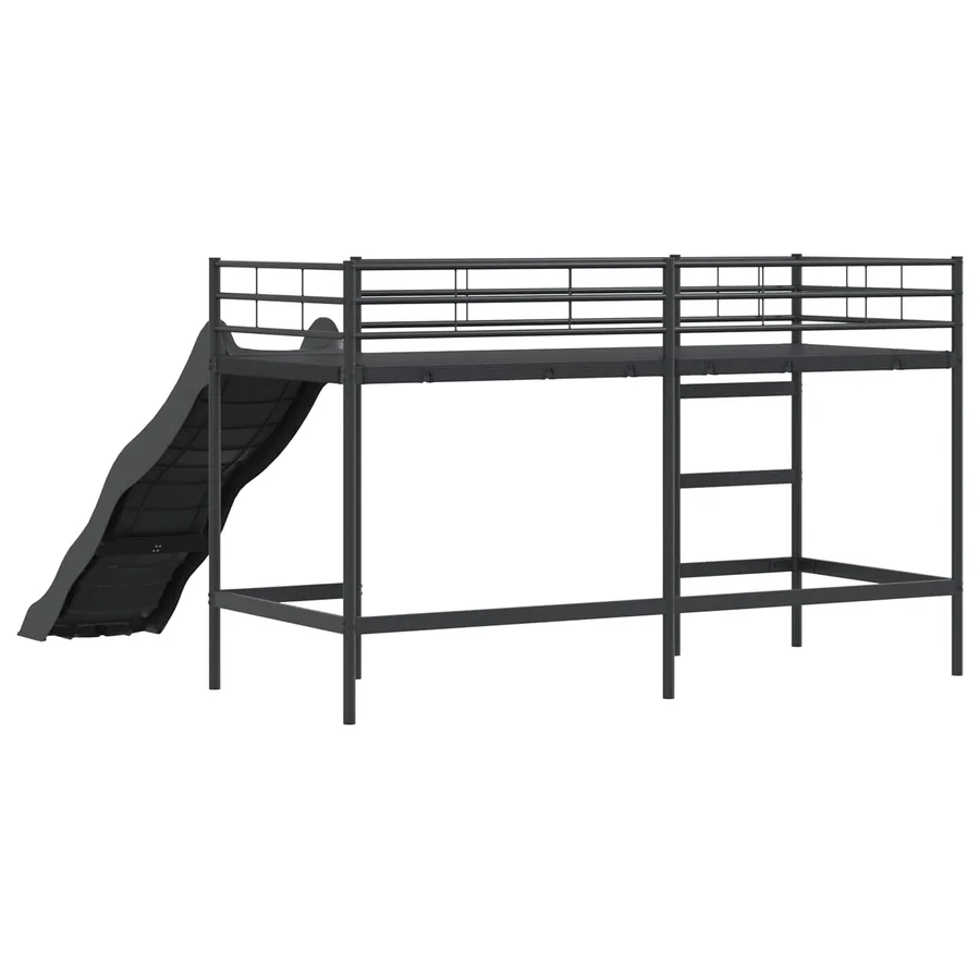 Lit superposé pour enfants avec toboggan Noir et anthracite - 7