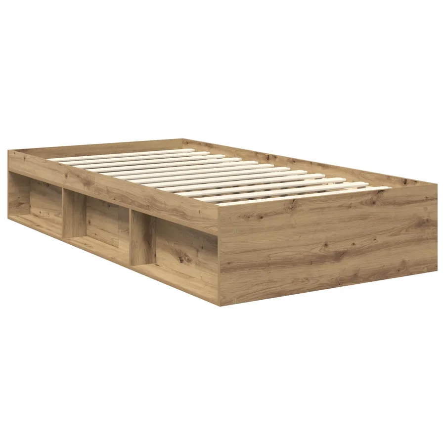 Cadre de lit Chêne artisan 100 x 200 cm Pin massif - 5