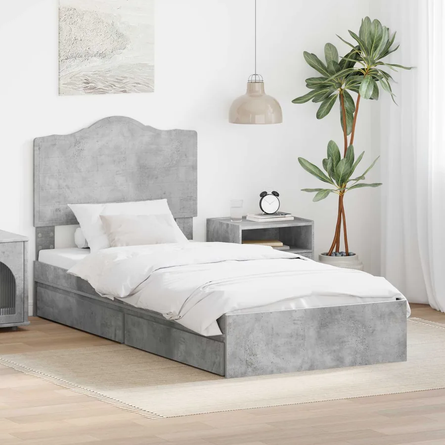 Lit de Rangement Gris béton 70 x 190 cm Bois d'ingénierie