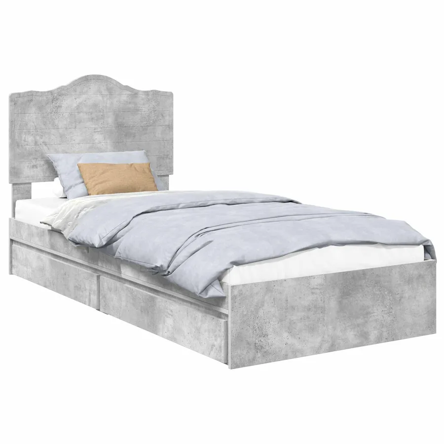 Lit de Rangement Gris béton 70 x 190 cm Bois d'ingénierie - 2
