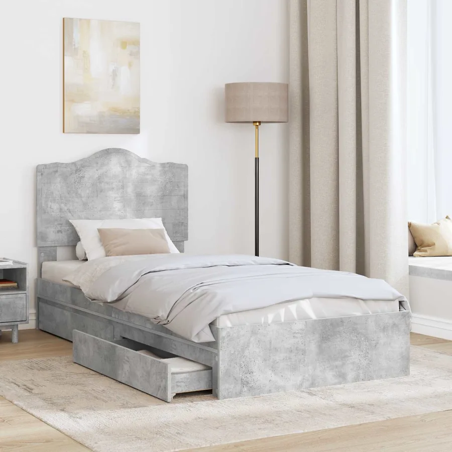 Lit de Rangement Gris béton 70 x 190 cm Bois d'ingénierie - 3