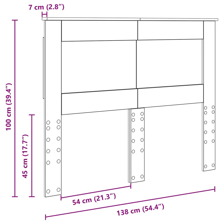 Tête de lit Chêne noir 135 cm Bois d'ingénierie - 10