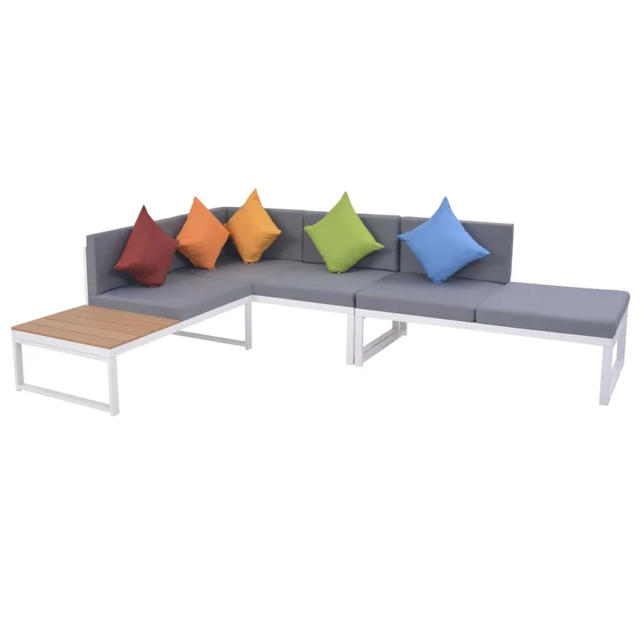 Salon de jardin 5 pcs avec coussins Aluminium et WPC - 3