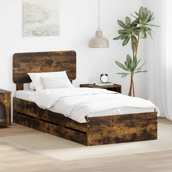 Cadre de lit Chêne Fumé 90 x 200 cm Bois d’ingénierie