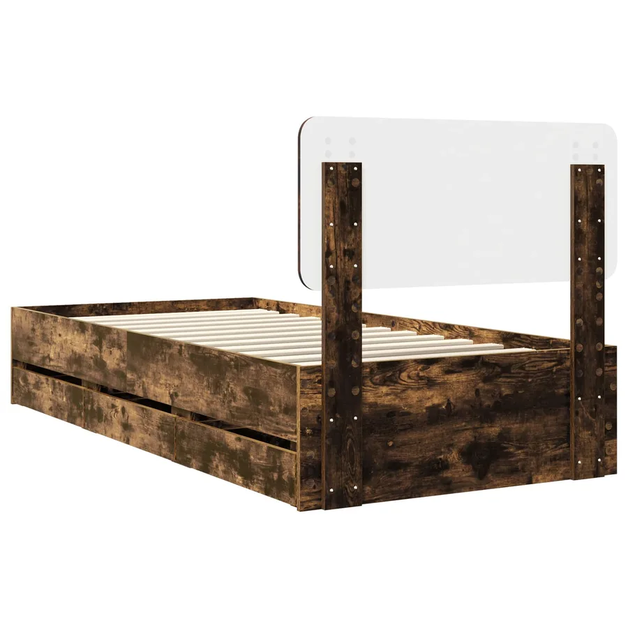 Cadre de lit Chêne Fumé 90 x 200 cm Bois d’ingénierie - 10