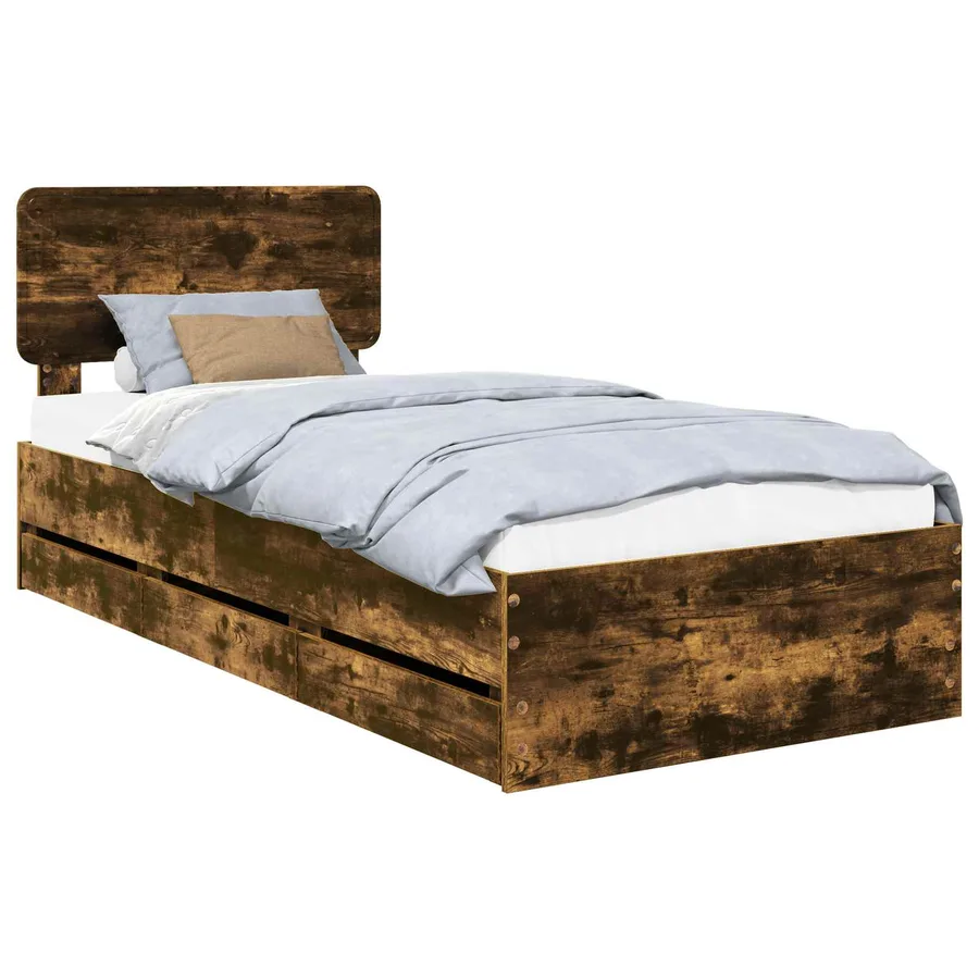 Cadre de lit Chêne Fumé 90 x 200 cm Bois d’ingénierie - 2