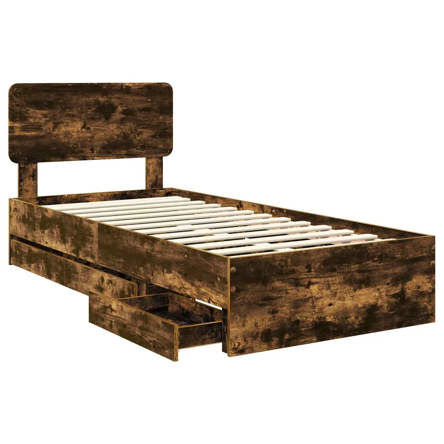 Cadre de lit Chêne Fumé 90 x 200 cm Bois d’ingénierie - 5