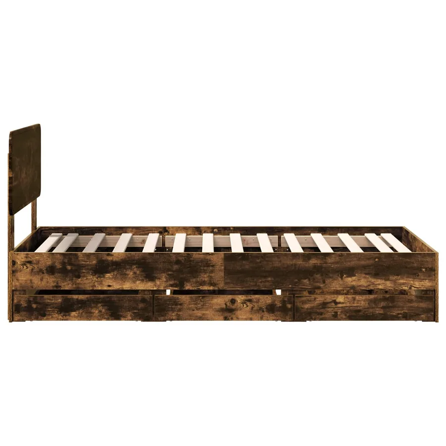 Cadre de lit Chêne Fumé 90 x 200 cm Bois d’ingénierie - 9