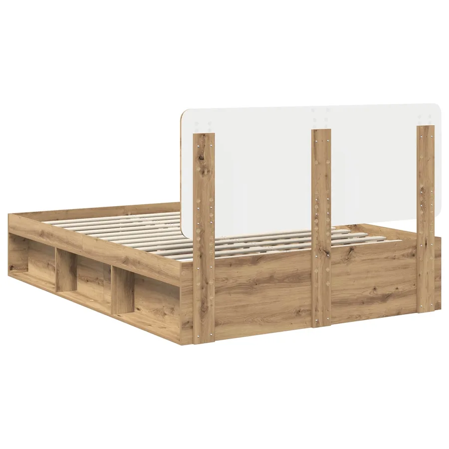 Cadre de lit Chêne artisan 150 x 200 cm Bois de pin massif - 9