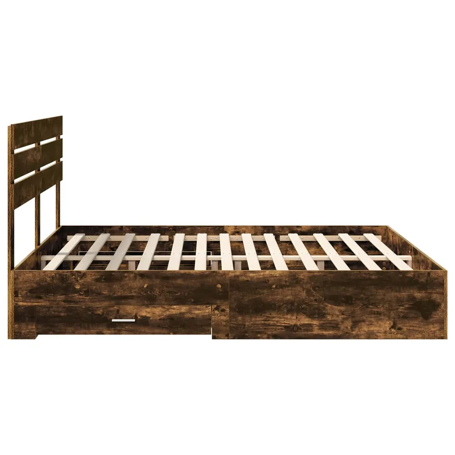 Cadre de lit Chêne fumé 200 x 200 cm Bois d'ingénierie - 9
