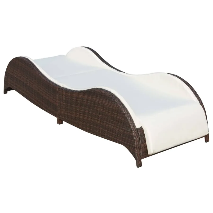 Chaise longue avec coussin Résine tressée Marron - 2