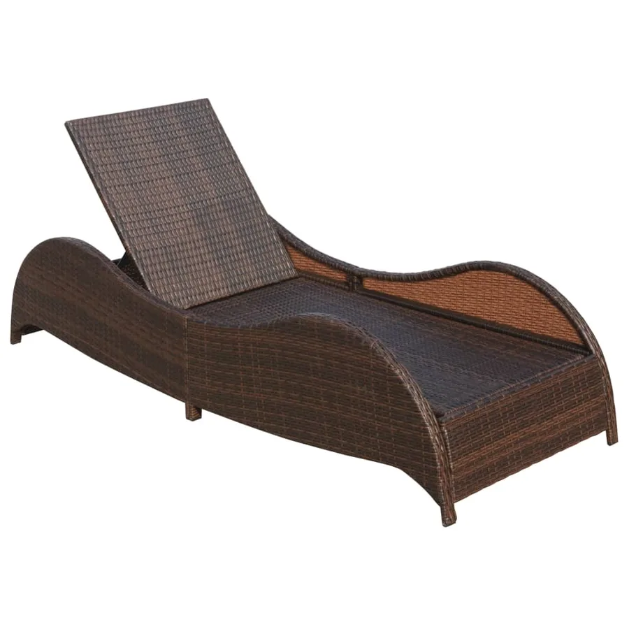 Chaise longue avec coussin Résine tressée Marron - 5
