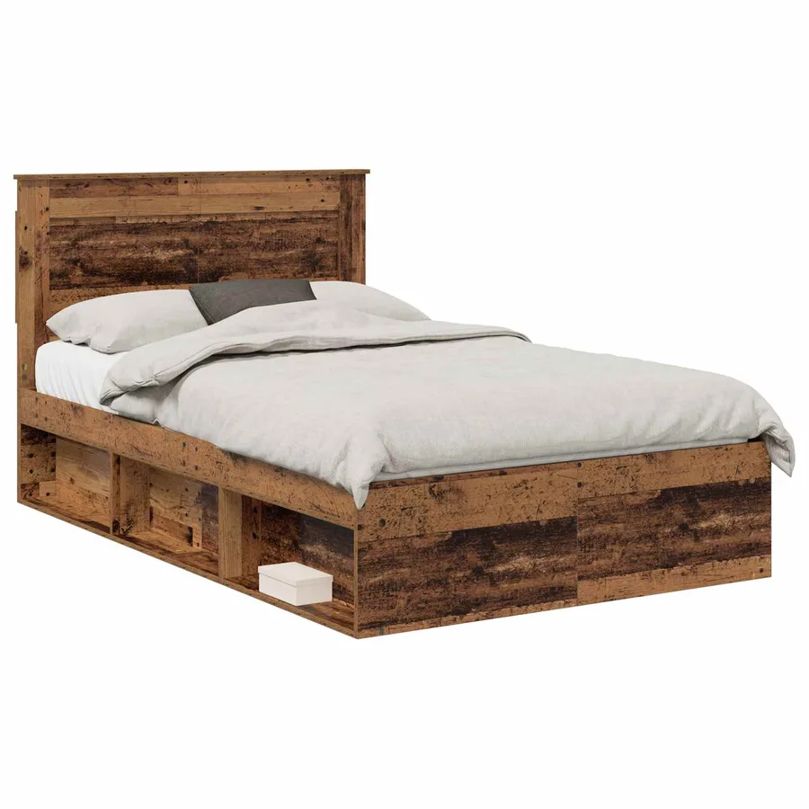Cadre de lit Bois ancien 120 x 190 cm Pin massif - 2