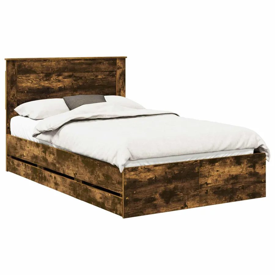 Cadre de lit Chêne fumé 120 x 190 cm Bois Ingénierie - 2