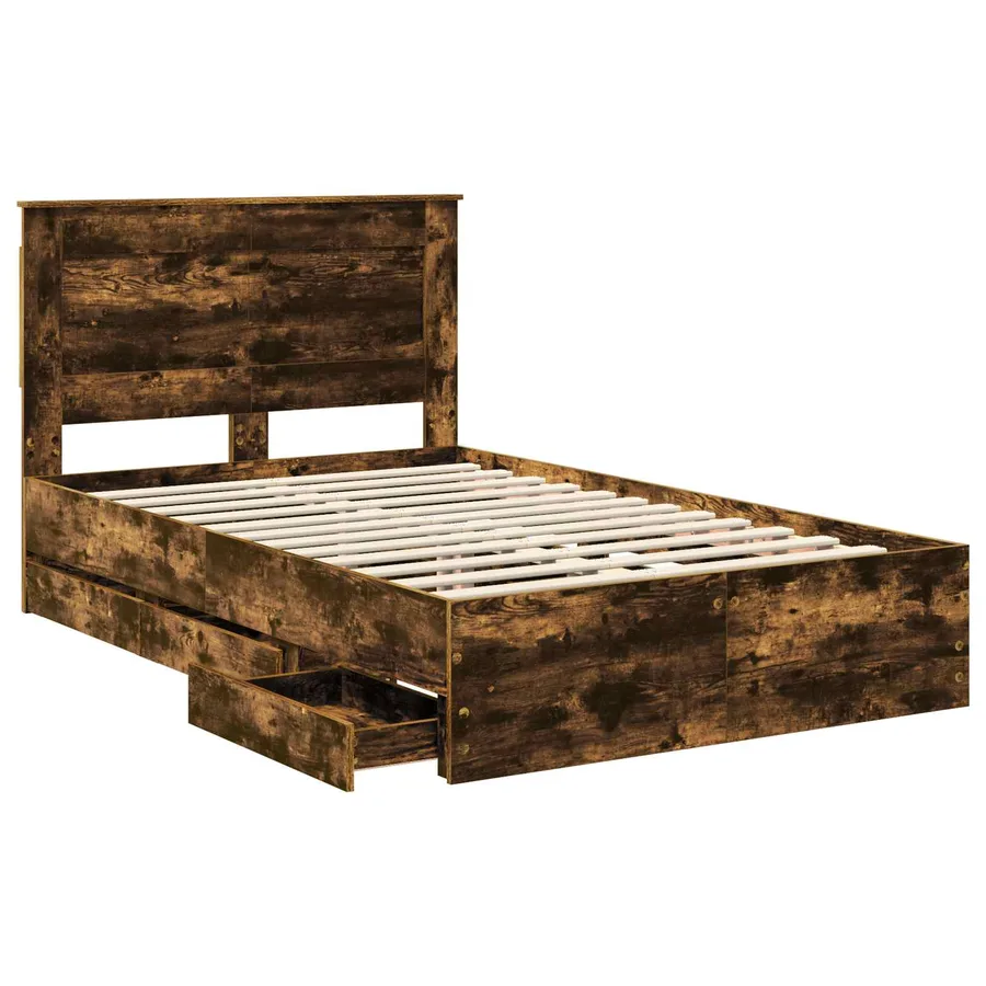 Cadre de lit Chêne fumé 120 x 190 cm Bois Ingénierie - 5