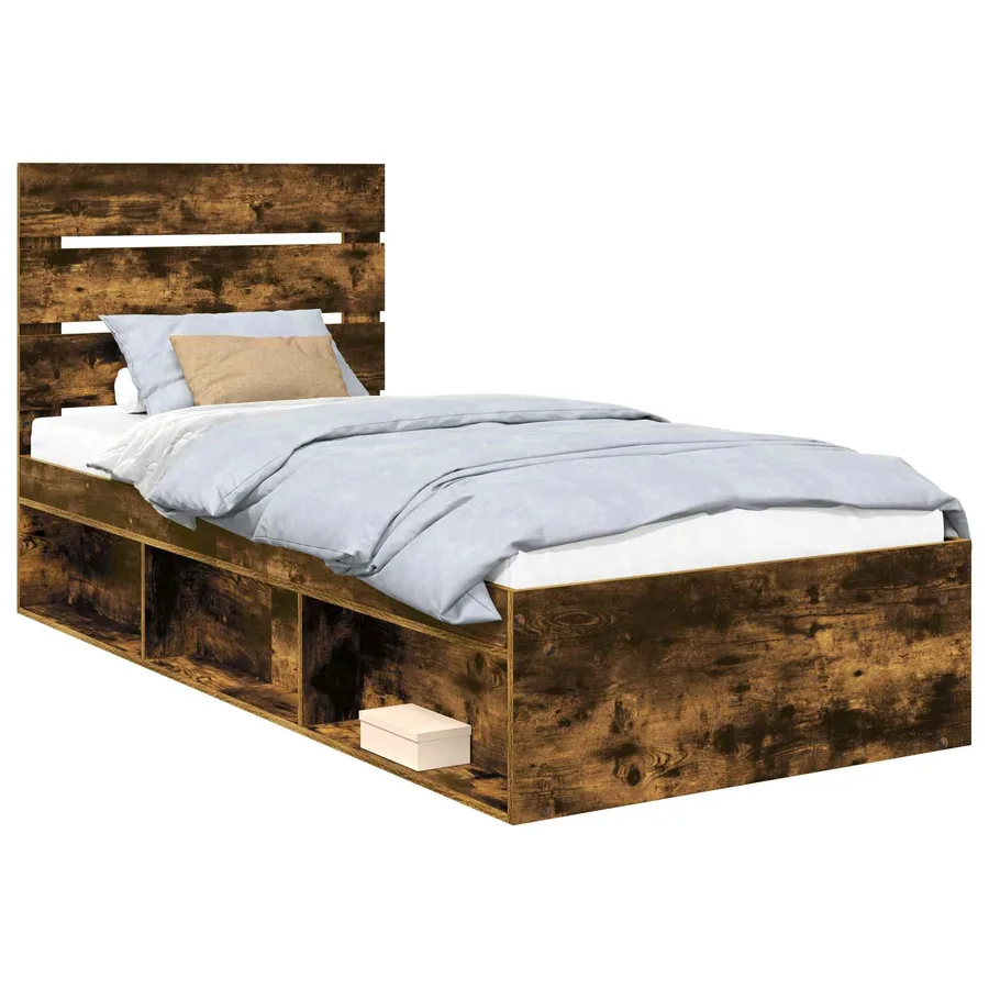 Cadre de lit Chêne fumé 90 x 200 cm Bois de pin massif - 2