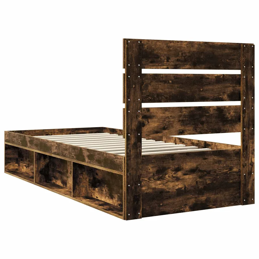 Cadre de lit Chêne fumé 90 x 200 cm Bois de pin massif - 9
