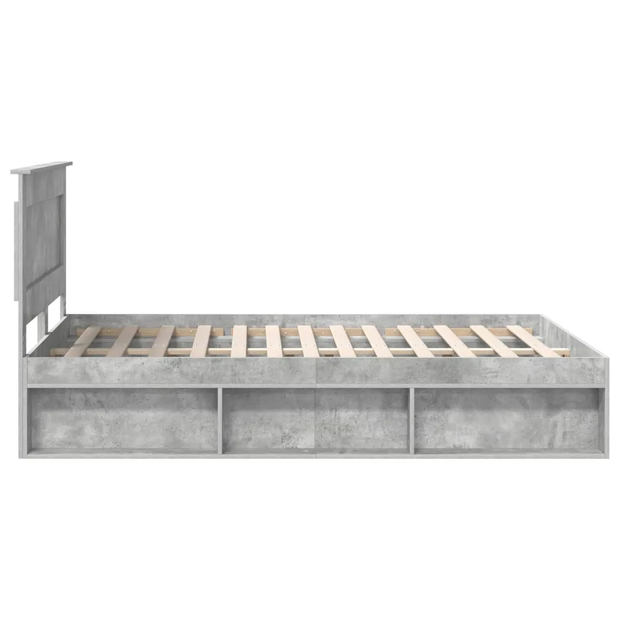 Cadre de lit avec tête de lit Béton 140 x 190 cm Pin massif - 7