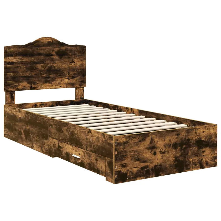 Cadre de lit Chêne fumé 100 x 200 cm Bois d'ingénierie - 4