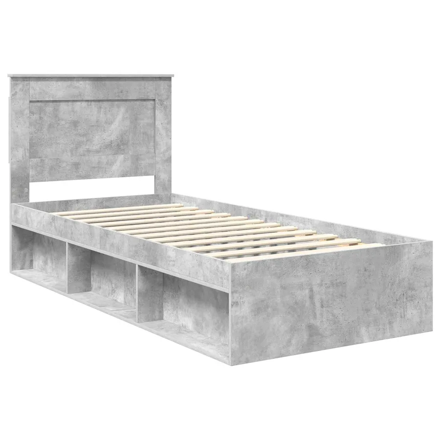Cadre de lit avec tête de lit Gris Béton 90 x 190 cm Pin massif - 4