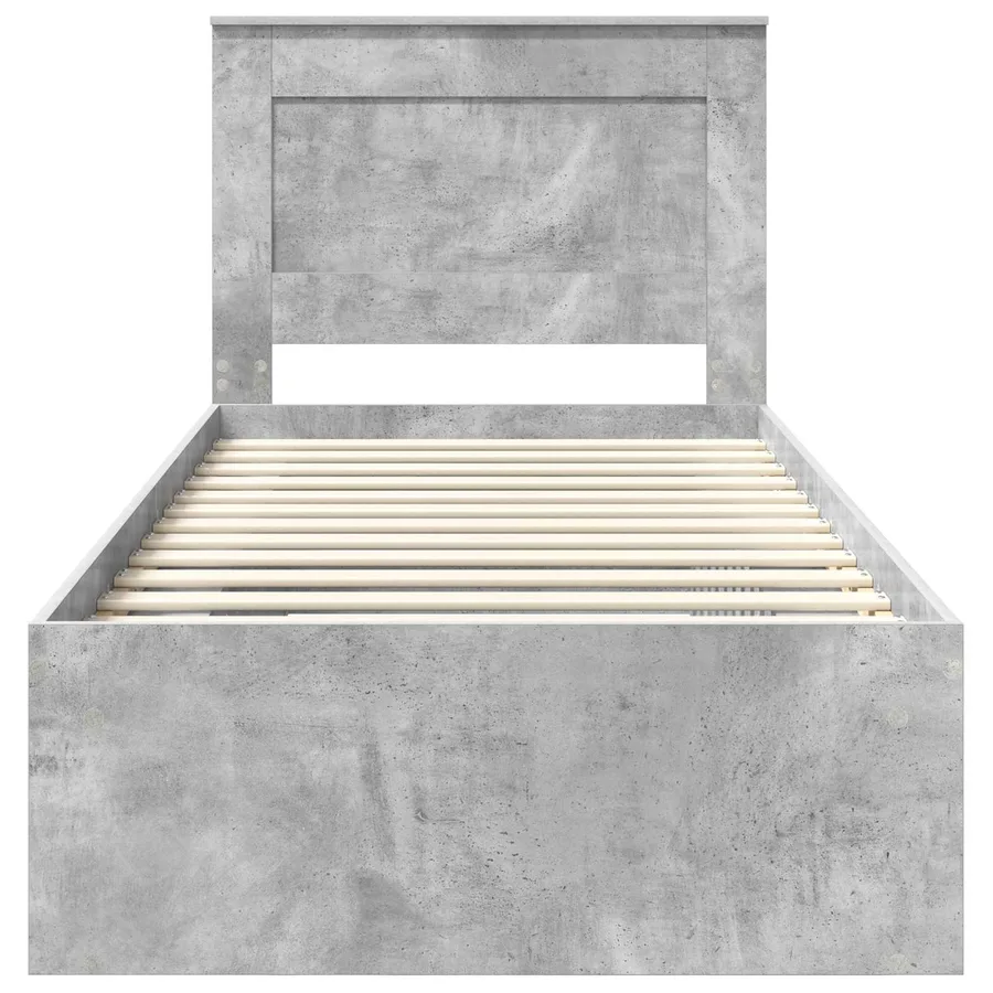 Cadre de lit avec tête de lit Gris Béton 90 x 190 cm Pin massif - 7