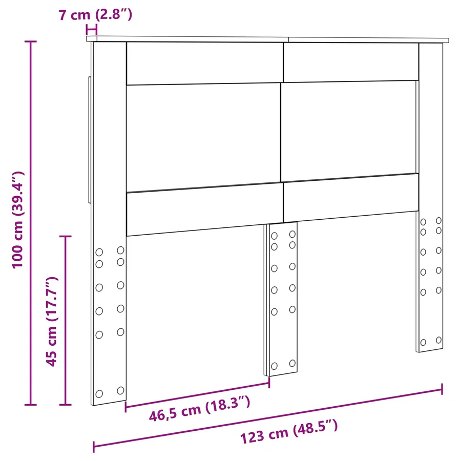 Tête de lit Chêne noir 120 cm Bois d'ingénierie - 10