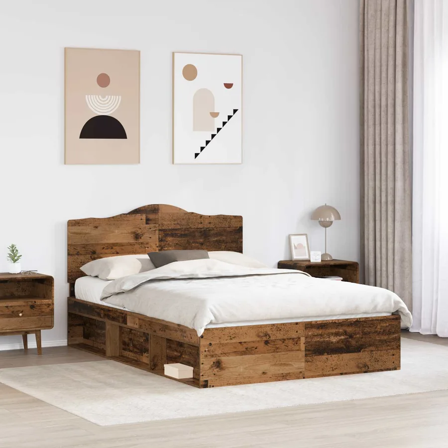 Cadre de lit Bois ancien 160 x 200 cm Pin massif - 3