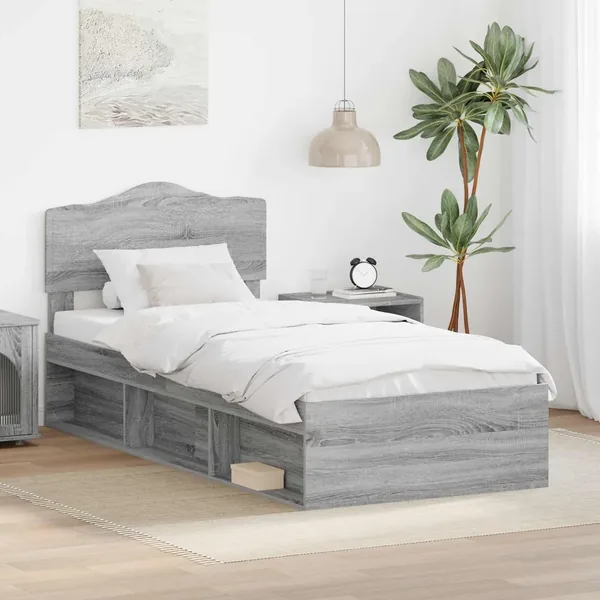 Cadre de lit Gris Sonoma 90 x 200 cm Bois de pin massif