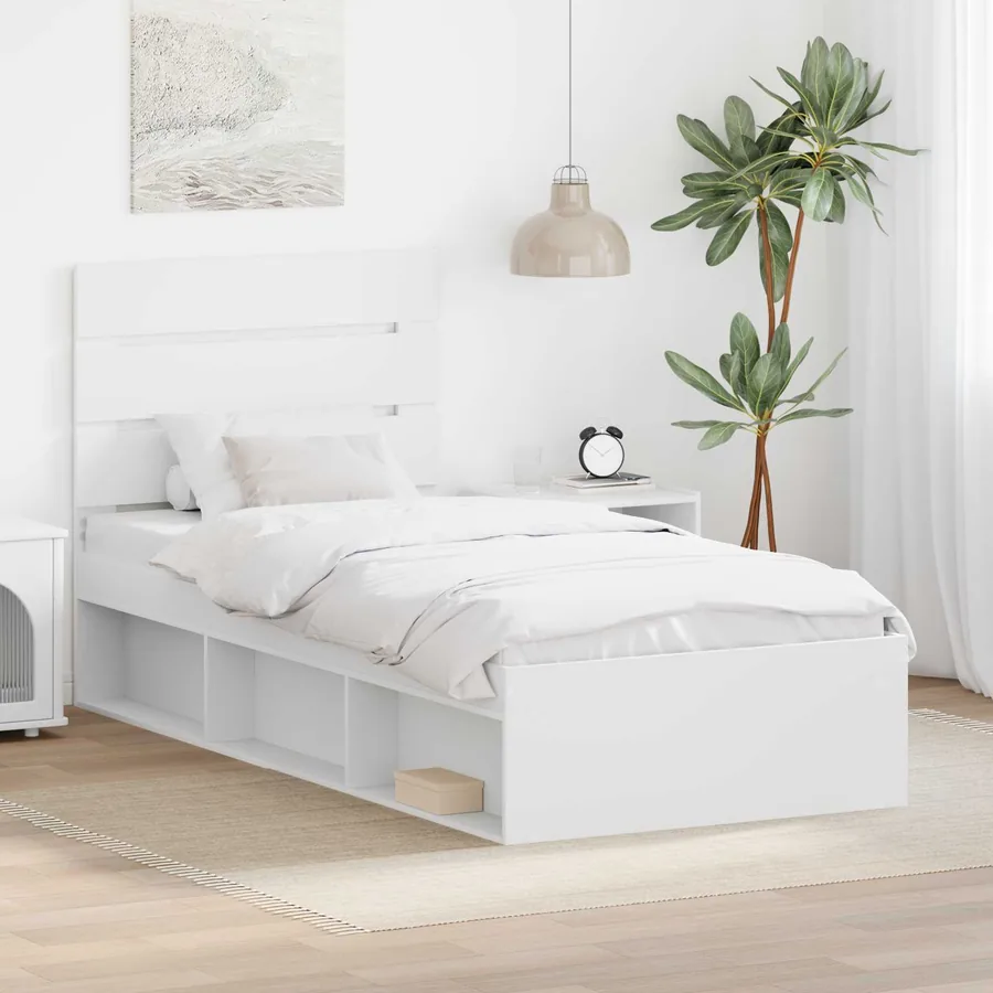 Cadre de lit Blanc 100 x 200 cm Bois de pin massif