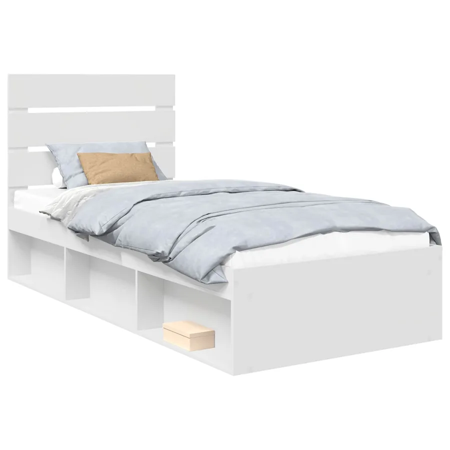 Cadre de lit Blanc 100 x 200 cm Bois de pin massif - 2