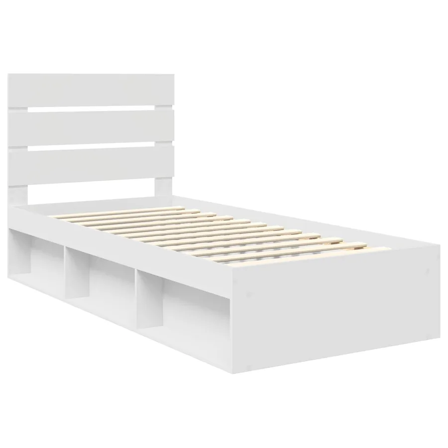 Cadre de lit Blanc 100 x 200 cm Bois de pin massif - 4
