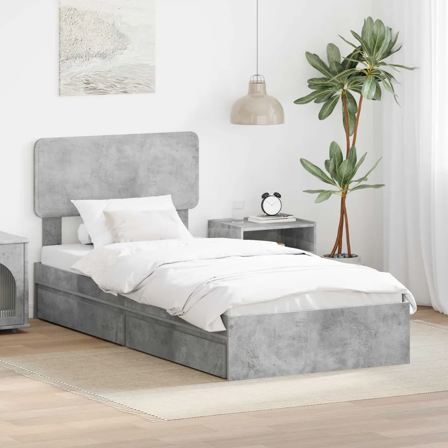 Lit de Rangement Gris béton 70 x 190 cm Bois d'ingénierie