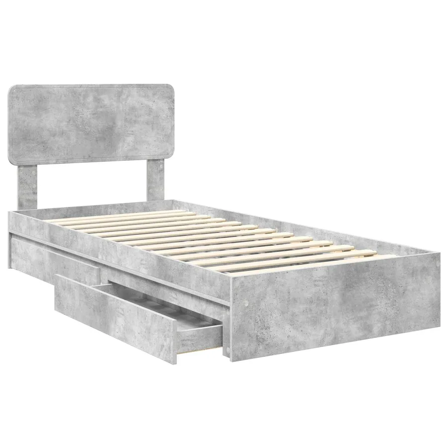 Lit de Rangement Gris béton 70 x 190 cm Bois d'ingénierie - 5