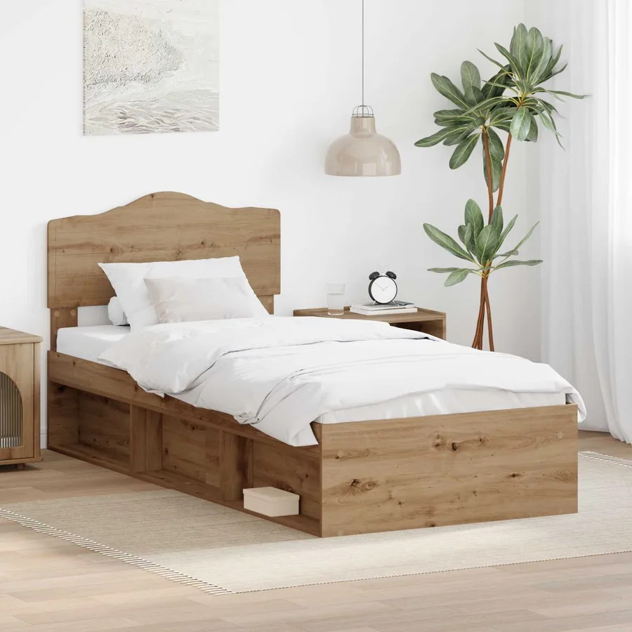 Cadre de lit Chêne artisan 90 x 190 cm Bois de pin massif