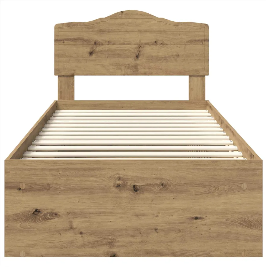 Cadre de lit Chêne artisan 90 x 190 cm Bois de pin massif - 7