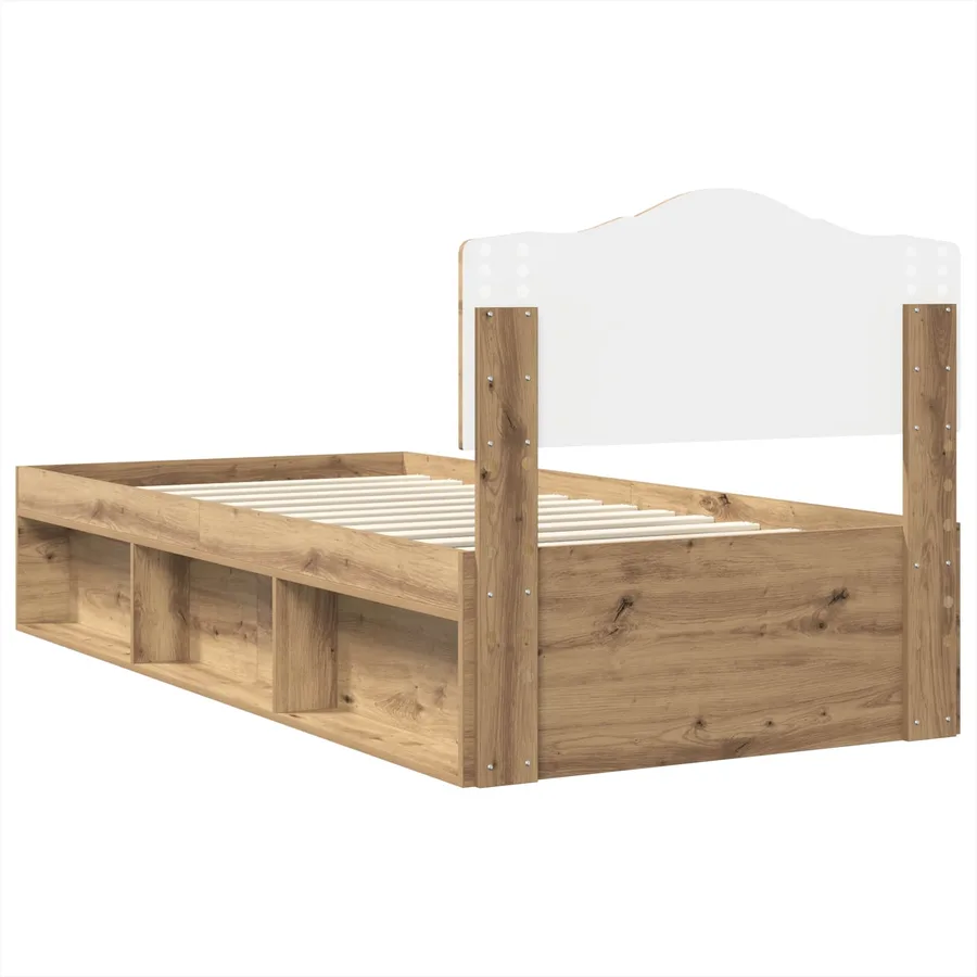 Cadre de lit Chêne artisan 90 x 190 cm Bois de pin massif - 9