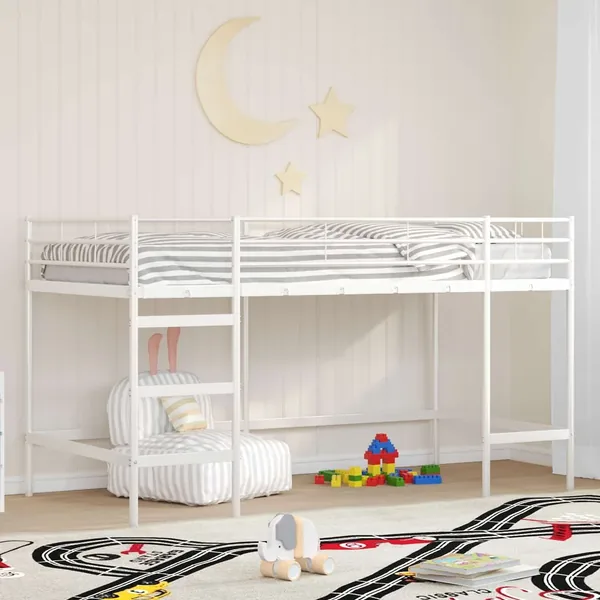 Lit mezzanine pour enfants Uni Blanc 80 x 200 cm Acier