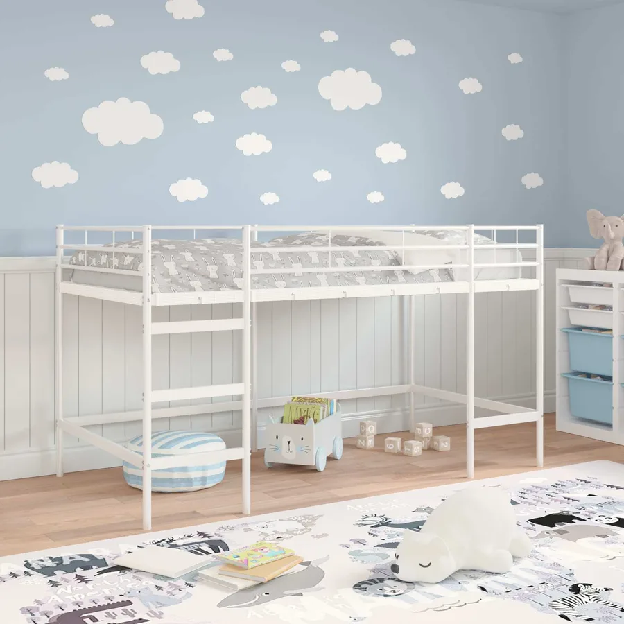 Lit mezzanine pour enfants Uni Blanc 80 x 200 cm Acier - 3