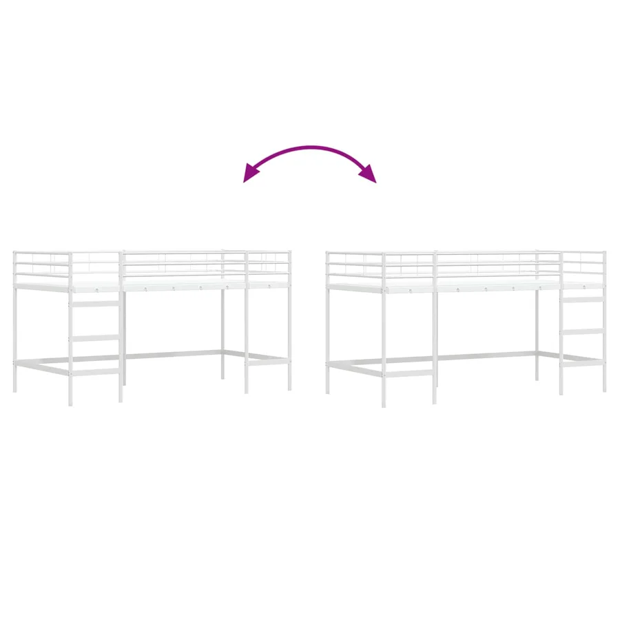 Lit mezzanine pour enfants Uni Blanc 80 x 200 cm Acier - 9