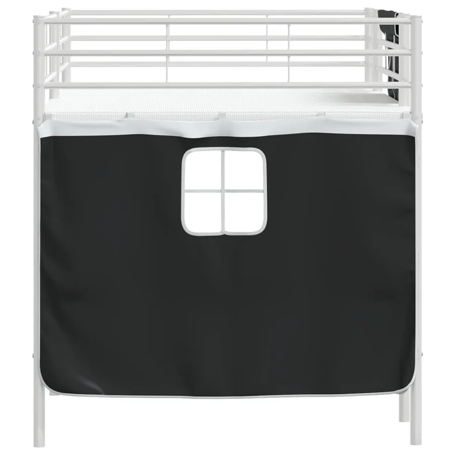 Cadre de Lit Mezzanine pour Enfants avec Rideaux Blanc et Noir - 9