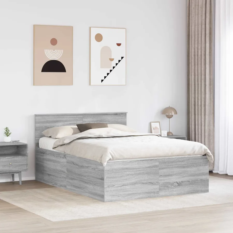 Cadre de lit Gris Sonoma 160 x 200 cm Bois d'ingénierie - 3