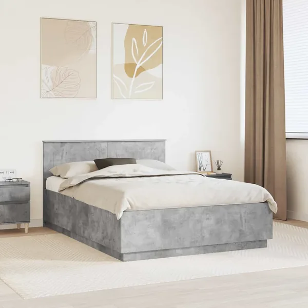 Cadre de lit Gris béton 160 x 200 cm Bois d'ingénierie