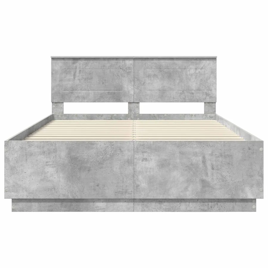 Cadre de lit Gris béton 160 x 200 cm Bois d'ingénierie - 7