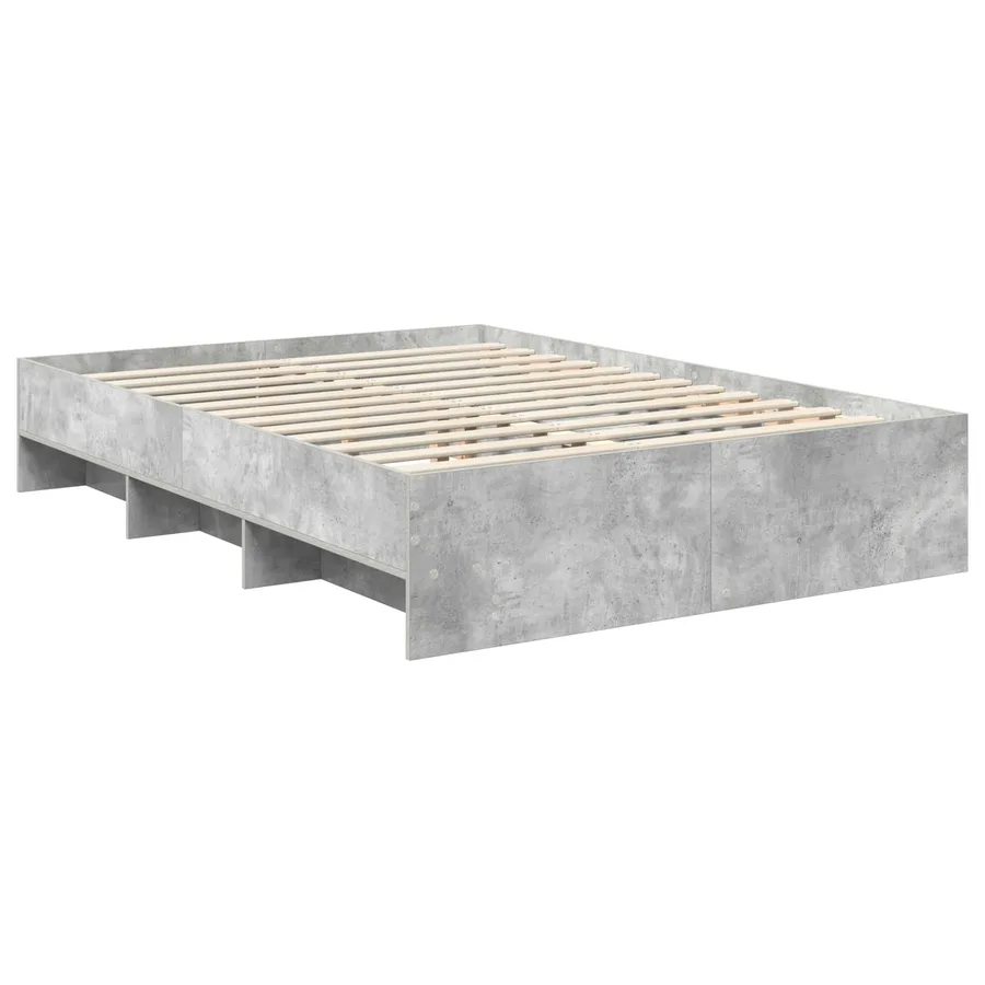 Cadre de lit Gris béton 160 x 200 cm Bois d'ingénierie - 5