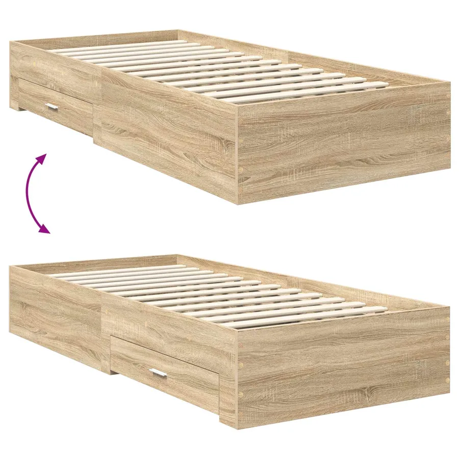 Cadre de lit Chêne Sonoma 75 x 190 cm Bois d'ingénierie - 12