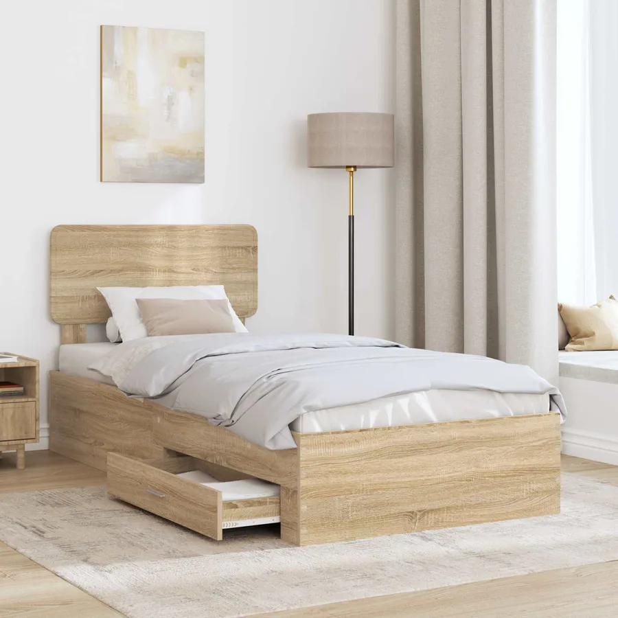 Cadre de lit Chêne Sonoma 75 x 190 cm Bois d'ingénierie - 3