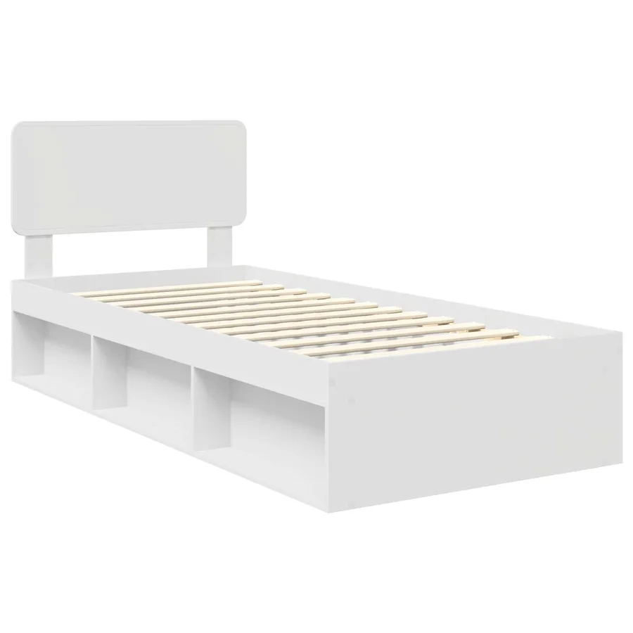 Cadre de lit avec tête de lit Blanc 75 x 190 cm Pin massif - 4