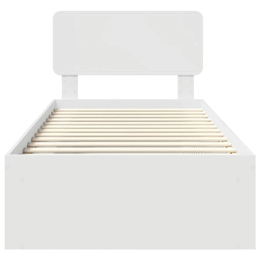 Cadre de lit avec tête de lit Blanc 75 x 190 cm Pin massif - 7