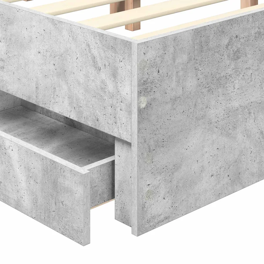 Cadre de lit Gris Béton 140 x 190 cm Bois d’ingénierie - 11