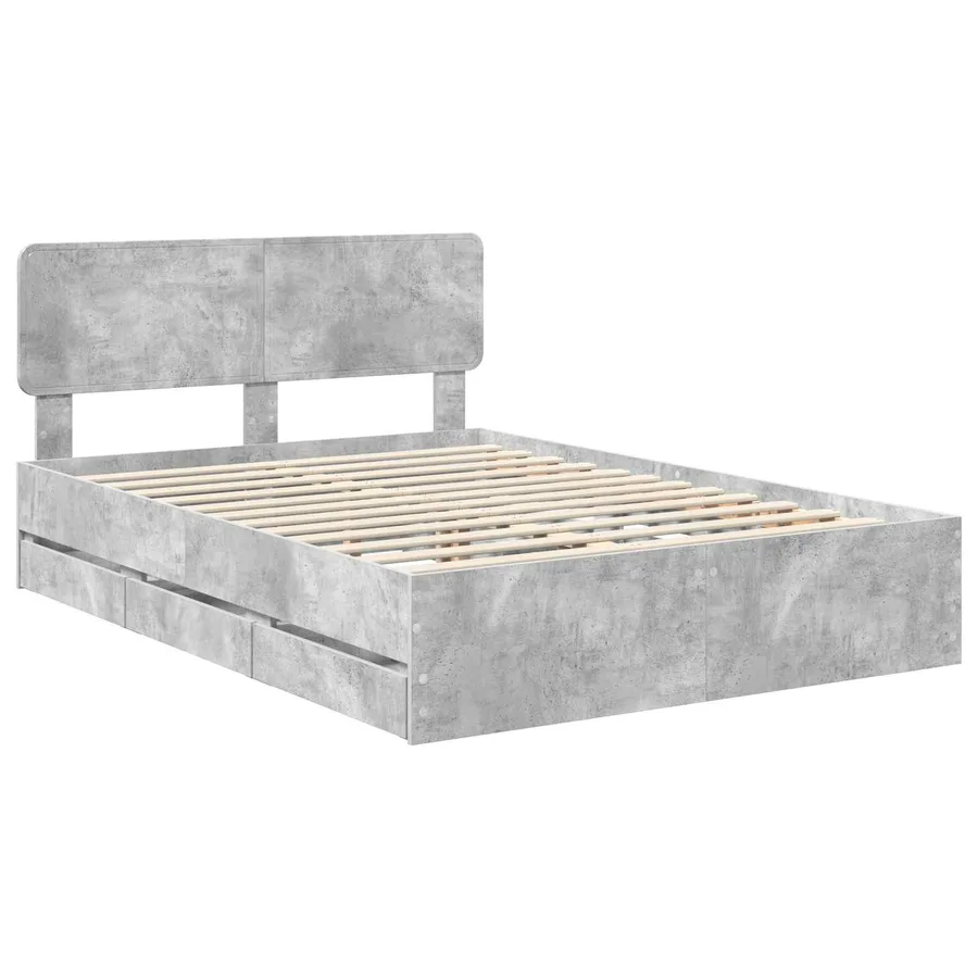 Cadre de lit Gris Béton 140 x 190 cm Bois d’ingénierie - 4